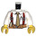 LEGO Vit Skjorta Kropp med Brungul Tie, Brun Suspenders (973 / 76382)