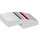 LEGO White Slope 1 x 2 Curved with Red and Black and Gray Lines (11477 / 27427)