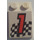 LEGO White Slope 2 x 3 (25°) with &quot;1&quot; and Checkered Flag with Rough Surface (3298 / 82306)