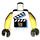 LEGO White Studios Torso with Silver Sunglasses, Badge and Screwdriver with &#039;Grip&#039; on Back with Yellow Arms and Dark Gray Hands (973)