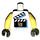 LEGO White Studios Torso with Silver Sunglasses, Badge and Screwdriver with &#039;Grip&#039; on Back with Yellow Arms and Dark Gray Hands (973 / 73403)