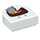 LEGO blanc Tuile 1 x 1 Demi Oval avec Metallic Pink Nostrils et Dark rouge Open Mouth avec Gold (24246 / 77991)