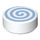 LEGO White Tile 1 x 1 Round with Bright Light Blue Swirl (35380 / 82804)