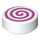 LEGO blanc Tuile 1 x 1 Rond avec Pink Swirl (35380 / 48274)