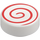 LEGO White Tile 1 x 1 Round with Red Swirl (14184 / 100797)