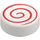 LEGO White Tile 1 x 1 Round with Red Swirl (14184 / 100797)