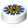 LEGO blanc Tuile 1 x 1 Rond avec Jaune et Bleu Chinese Pellet Drum (35380 / 67532)