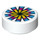 LEGO White Tile 1 x 1 Round with Yellow and Blue Chinese Pellet Drum (35380 / 67532)