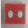 LEGO White Tile 1 x 1 with 2 Ovals on Red Background with Groove (3070)