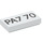 LEGO White Tile 1 x 2 with Black &#039;PA7 70&#039; Pattern with Groove (3069 / 88251)