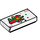 LEGO White Tile 1 x 2 with Red and Green Joker Card Pattern with Groove (3069 / 18709)