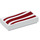 LEGO White Tile 1 x 2 with Red Wavey Lines with Groove (3069 / 33571)