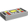 LEGO Weiß Fliese 1 x 2 mit rot &amp; Gelb Controls mit Weiß Streifen Links upper Ecke mit Nut (3069)