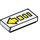 LEGO Weiß Fliese 1 x 2 mit Segmented Gelb Pfeil mit Nut (3069 / 34300)