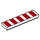 LEGO White Tile 1 x 4 with 5 Red Wide Stripes (2431)