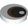 LEGO White Tile 2 x 2 Round with Black Pupil and Copper Iris with Bottom Stud Holder (49479 / 113421)