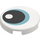 LEGO White Tile 2 x 2 Round with Black Pupil and Metallic Blue Iris with Bottom Stud Holder (44690 / 113420)