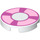 LEGO blanc Tuile 2 x 2 Rond avec Pink Life Preserver avec porte-goujon inférieur (10213 / 14769)
