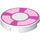 LEGO Bianco Piastrella 2 x 2 Rotondo con Rosa Life Preserver con supporto per bottoncino alla base (10213 / 14769)