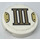 LEGO White Tile 2 x 2 Round with Roman Number &#039;III&#039; Sticker with Bottom Stud Holder (14769)