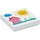 LEGO Hvit Tile 2 x 2 med Drawing av Cloud, Sun, House, og Blomster med Rille (3068 / 98484)