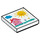 LEGO Wit Tegel 2 x 2 met Drawing of Cloud, Sun, House, en Bloemen met groef (3068 / 98484)