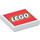 LEGO Weiß Fliese 2 x 2 mit LEGO Logo auf rot mit Nut (11149 / 14875)