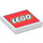 LEGO White Tile 2 x 2 with LEGO Logo on Red with Groove (11149 / 14875)