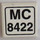 LEGO White Tile 2 x 2 with &quot;MC 8422&quot; Sticker with Groove (3068)