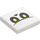 LEGO White Tile 2 x 2 with Yellow Eyes Angry Face with Groove (3068 / 76900)