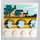 LEGO blanc Tuile 4 x 4 avec Goujons sur Bord avec Painting of River, Bridge et Church Autocollant (6179)