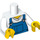 LEGO Wit Torso met Blauw Bib Overalls over V-neck Shirt (76382 / 88585)
