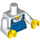 LEGO hvid Torso med Blå Bib Overalls over V-neck Skjorte (76382 / 88585)