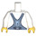 LEGO hvid Torso med Grey Bib Overalls og Plaid Skjorte (76382 / 88585)