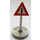 LEGO White Triangular Roadsign with attention mark pattern with Base Type 2