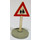 LEGO White Triangular Roadsign with attention to pedestrians (2 people) pattern with base Type 2
