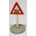 LEGO White Triangular Roadsign with level crossing pattern with base Type 2