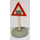 LEGO White Triangular Roadsign with level crossing pattern with Base Type 2