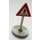LEGO White Triangular Roadsign with man crossing road pattern with base Type 2