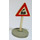 LEGO White Triangular Roadsign with train crossing (left) pattern with Base Type 2