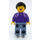 LEGO Woman, Dark Purple Jacket, Sand Blau Beine, Schwarz Haar und Ice Skates Minifigur