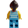 LEGO Kvinde i Mørk Azure Striped Skjorte Minifigur