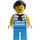 LEGO Kvinde i Mørk Azure Striped Skjorte Minifigur