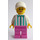 LEGO Woman in Dark Turquoise Striped Shirt minifiguur