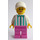 LEGO Žena v Tmavě tyrkysová Striped Košile Minifigurka