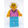 LEGO Kvinna i Rosa Striped Skjorta Minifigur