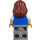 LEGO Vrouw, Vlak Blauw Torso met Wit Armen, Reddish Bruin Haar Minifiguur