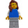 LEGO Woman, Schmucklos Blau Torso mit Weiß Arme, Reddish Brown Haar Minifigur