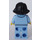 LEGO Woman with Black Hair and Bright Light Blue Hoodie Minifigure