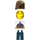LEGO Woman avec Dark Stone grise Jacket, Magenta Foulard, Pink Blouse, Dark Bleu Jambes, et Dark Tan Shoulder-Length Cheveux Figurine